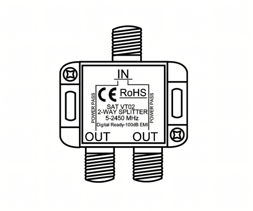 DINIC SAT-Verteiler für Satelliten-Anlagen, 2-fach, PB 5-2500 MHz, DINIC Polybag